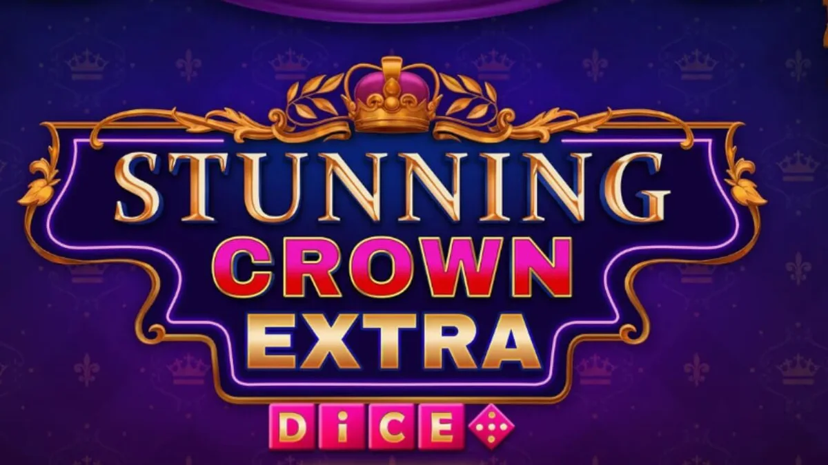 Tampilan visual slot Stunning Crown Extra Dice dengan simbol mahkota dan dadu yang berkilauan.